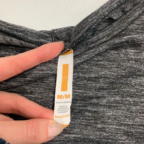 Lucy Boxy Shirt Womens M Medium Heather Gray Short Sleeve Cropped High Low Hem - Picture 8 of 11